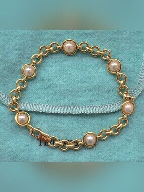 Tiffany & Co. 18k Yellow Gold Pearl Vintage Bracelet